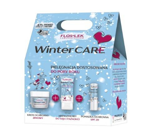 Flos-Lek Winter Care zestaw krem ochronny zimowy 50ml+ krem zimowy do rąk i paznokci 50ml+ pomadka ochronna spf20 4g