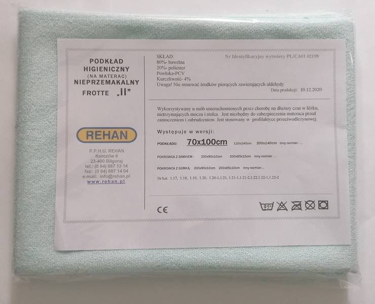 Podkład do ochrony materaca, Frott/PCV 70x100cm